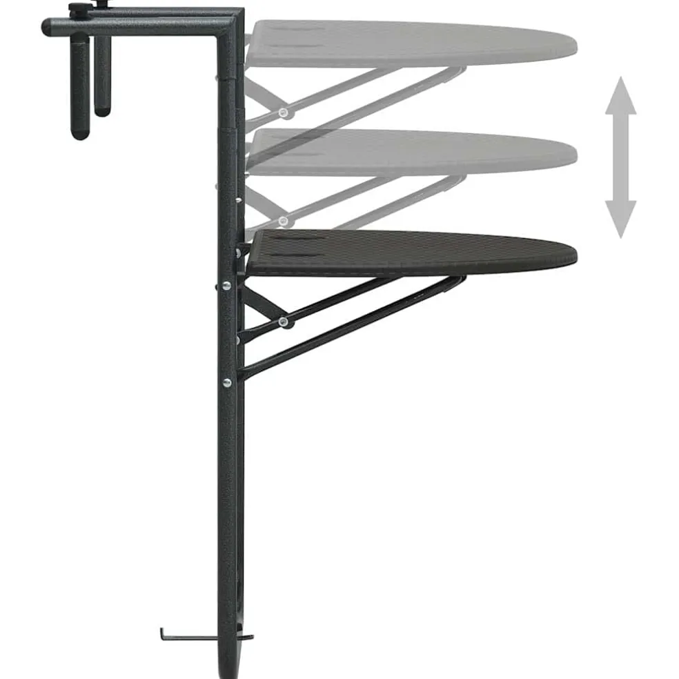 vidaXL Balkontafel hangend 60x64x83,5 cm rattan-look kunststof bruin