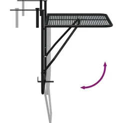 vidaXL Balkontafel 60x40 cm staal zwart