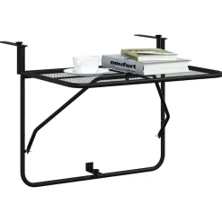 vidaXL Balkontafel 60x40 cm staal zwart