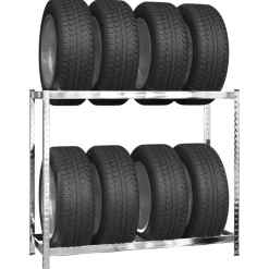 vidaXL Bandenrekken 2-laags 3 st 110x40x110 cm staal zilverkleurig