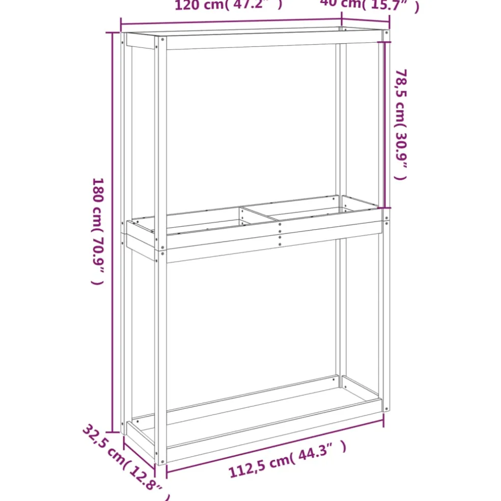 vidaXL Bandenrek 120x40x180 cm massief grenenhout