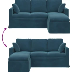 vidaXL Bank Blauw 178 x 134 x 80 cm Fluweel