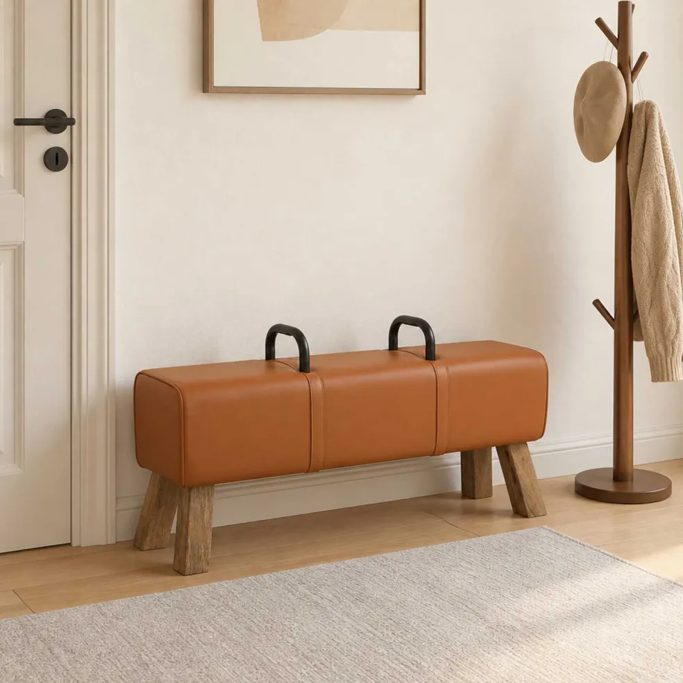 vidaXL Bank Bruin 110 x 30 x 45 cm Echt leer