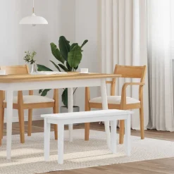 vidaXL Bank 90 cm massief hout rubber wit
