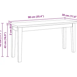 vidaXL Bank 90 cm massief hout rubber wit