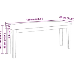 vidaXL Bank 110 cm massief hout rubber bruin