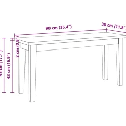 vidaXL Bank 90 cm massief hout rubber