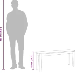 vidaXL Bank 110 cm massief hout rubber