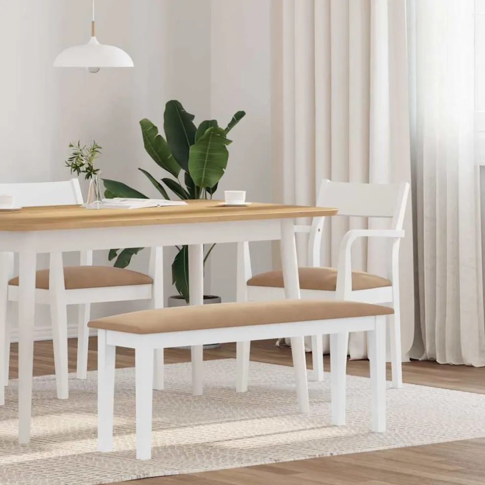 vidaXL Bank 110 cm massief hout wit rubber