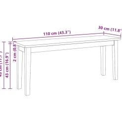 vidaXL Bank 110 cm massief hout wit rubber