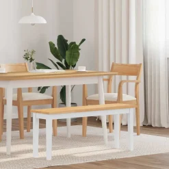 vidaXL Bank 110 cm massief hout wit rubber