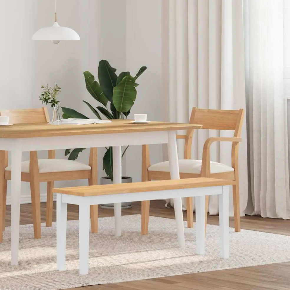vidaXL Bank 110 cm massief hout wit rubber