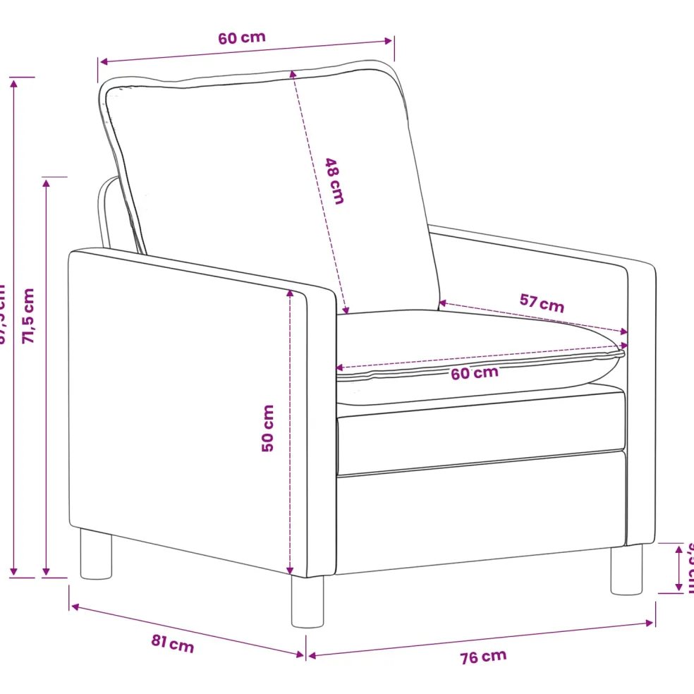 vidaXL Bank Crèmekleurig 76 x 81 x 87,5 cm Polyester