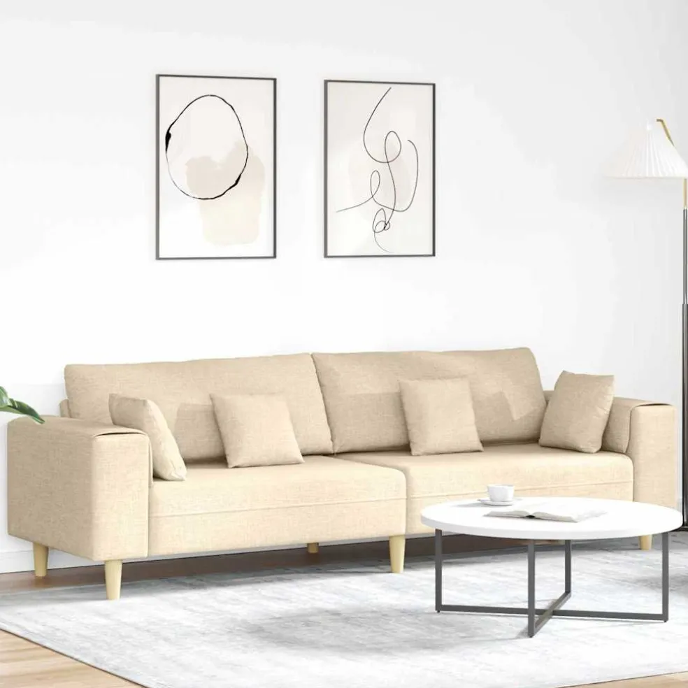 vidaXL Bank Crème 250 x 77 x 76 cm Stof
