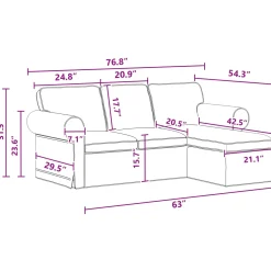 vidaXL Bank Donkergrijs 195 x 138 x 80 cm Stof