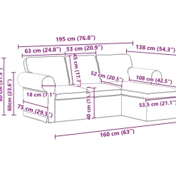 vidaXL Bank Donkergrijs 195 x 138 x 80 cm Stof