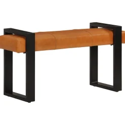 vidaXL Bankje 110 cm echt geitenleer zwart en bruin