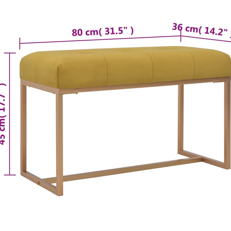 vidaXL Bankje 80 cm fluweel mosterdkleurig