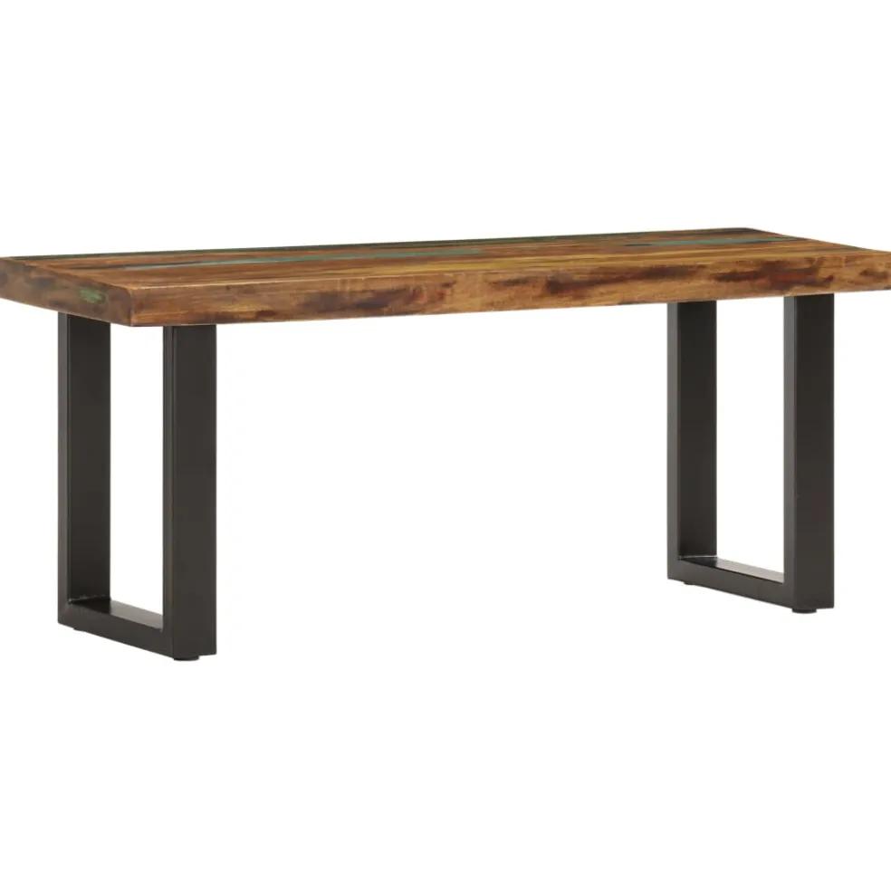 vidaXL Bankje 110 cm massief gerecycled hout en staal