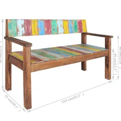vidaXL Bankje 115 cm massief gerecycled hout