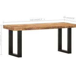 vidaXL Bankje 110 cm massief ruw mangohout en staal
