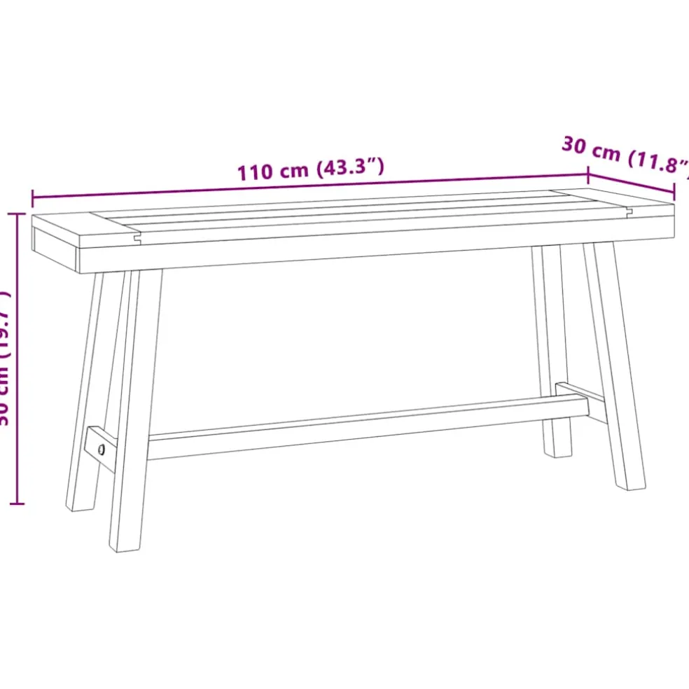 vidaXL Bankje 110 cm massief teakhout