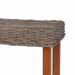 vidaXL Bankje 110 cm natuurlijk kubu rattan en massief mahoniehout