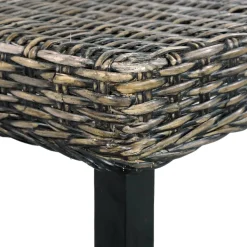 vidaXL Bankje 110 cm natuurlijk kubu rattan en massief mahoniehout zwart