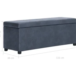 vidaXL Bankje met opbergvak 116 cm kunstsuède grijs