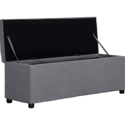vidaXL Bankje met opbergvak 116 cm polyester lichtgrijs