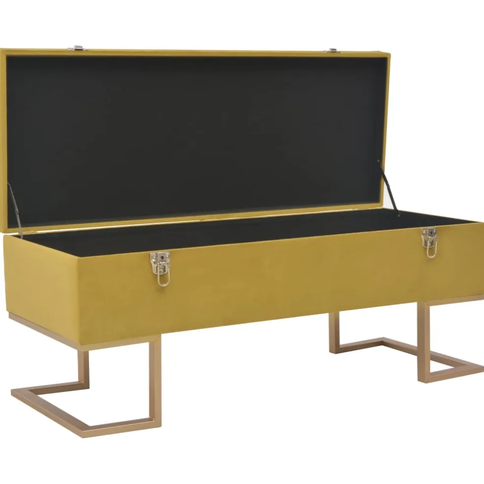 vidaXL Bankje met opbergvak 105 cm fluweel mosterdkleurig