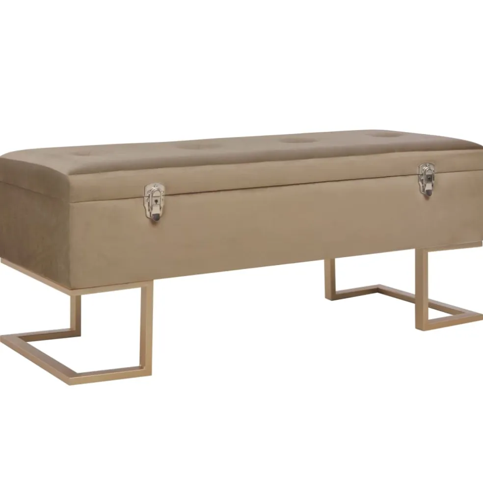 vidaXL Bankje met opbergvak 105 cm fluweel beige
