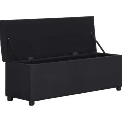 vidaXL Bankje met opbergvak 116 cm polyester zwart