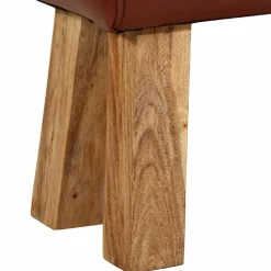 vidaXL Bankje turnbok 160 cm echt leer en massief acaciahout bruin