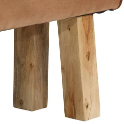 vidaXL Bankje turnbok 160 cm echt leer en massief acaciahout bruin