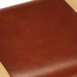 vidaXL Bankje turnbok 58 cm echt leer en massief mangohout bruin