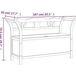 vidaXL Bankje 107x45x75,5 cm massief vurenhout wit