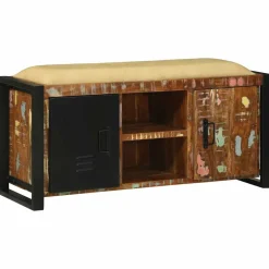 vidaXL Bank Kast Multikleur 100 x 35 x 50 cm Massief gerecycled hout