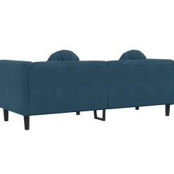 vidaXL Bank met kussens 3-zits fluweel blauw