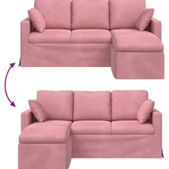 vidaXL Bank Roze 178 x 134 x 80 cm Fluweel