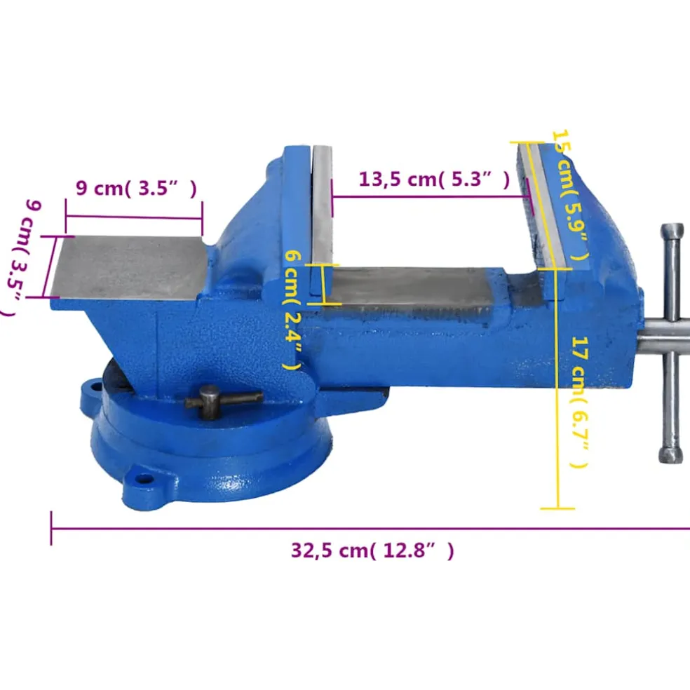 vidaXL Bankschroef 150 mm gietijzer blauw