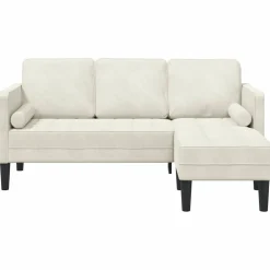 vidaXL Bankstel met kussen Crème Polyester