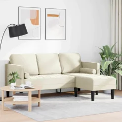 vidaXL Bankstel met kussen Crème Polyester