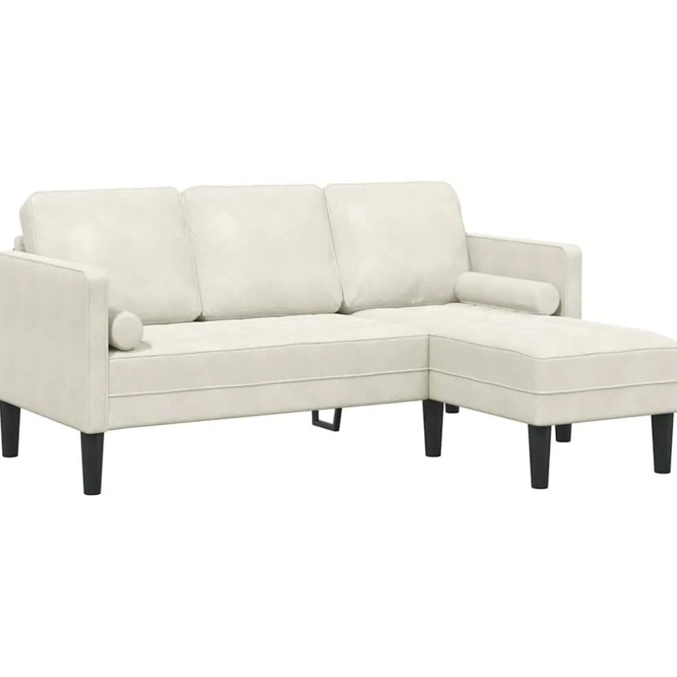 vidaXL Bankstel met kussen Crème Polyester