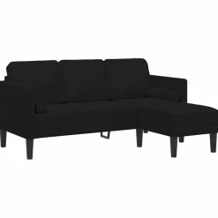vidaXL Bankstel met kussen Zwart Polyester