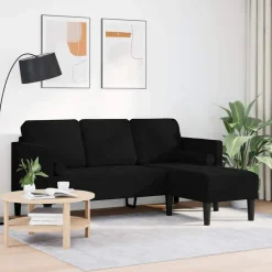 vidaXL Bankstel met kussen Zwart Polyester