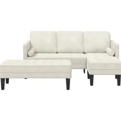 vidaXL Bankstel 2 st Crème Polyester