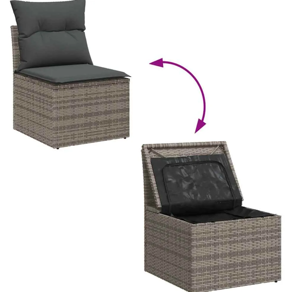 vidaXL Bankstel 8 st Grijs poly rattan