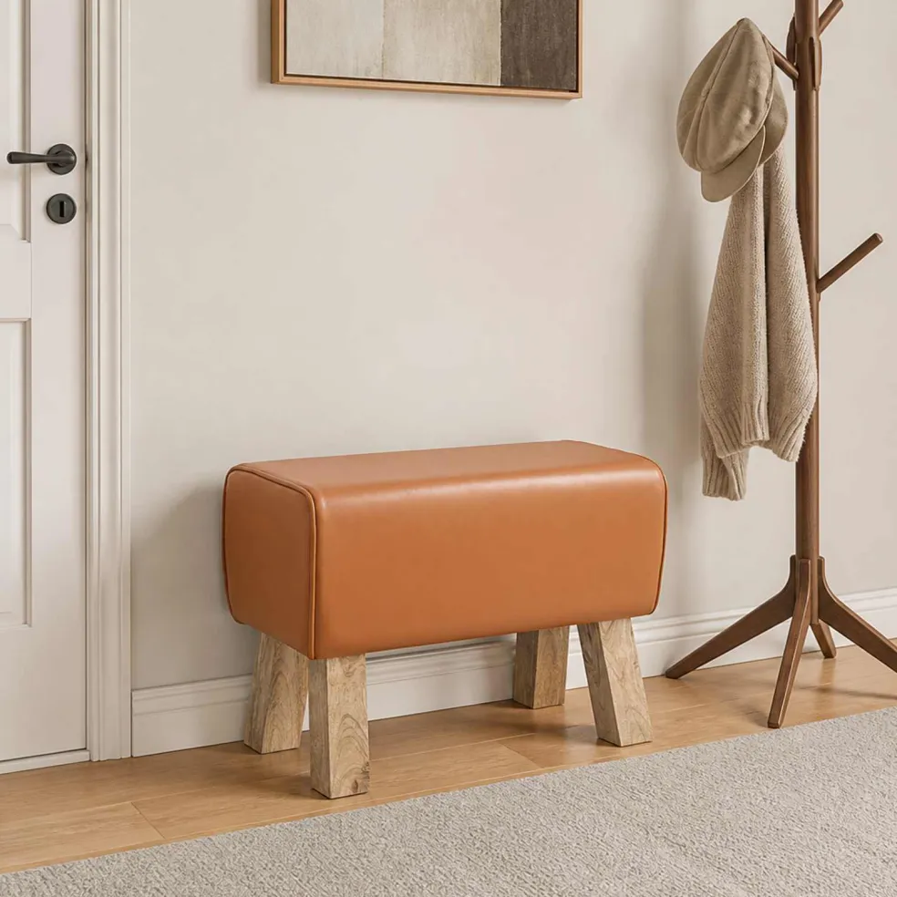 vidaXL Bank 60 x 30 x 45 cm Echt Leer Bruin