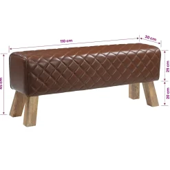 vidaXL Bank 110 x 30 x 45 cm Echt Leer Bruine diamant